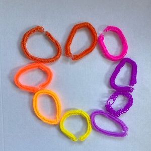 9 handmade pink orange and yellow bracelets